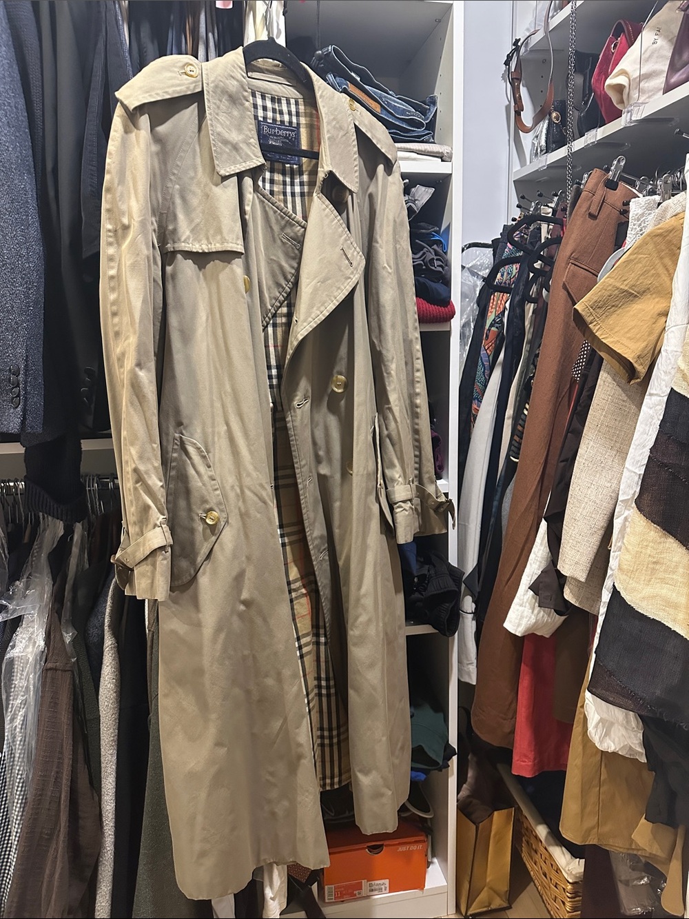 Burberry Tan Classic Long Trench Coat with Signature Check Lining